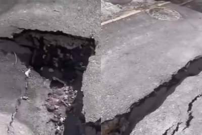 Теміртауда күз айында төселген асфальт көктемде тесілді