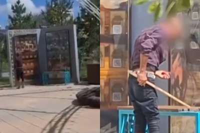 Астанада ер адам Абайдың өсиеттері жазылған стендті бүлдірді (ВИДЕО)
