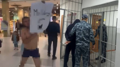 Астанада ер адам сауда орталығында жартылай жалаңаш жүрген