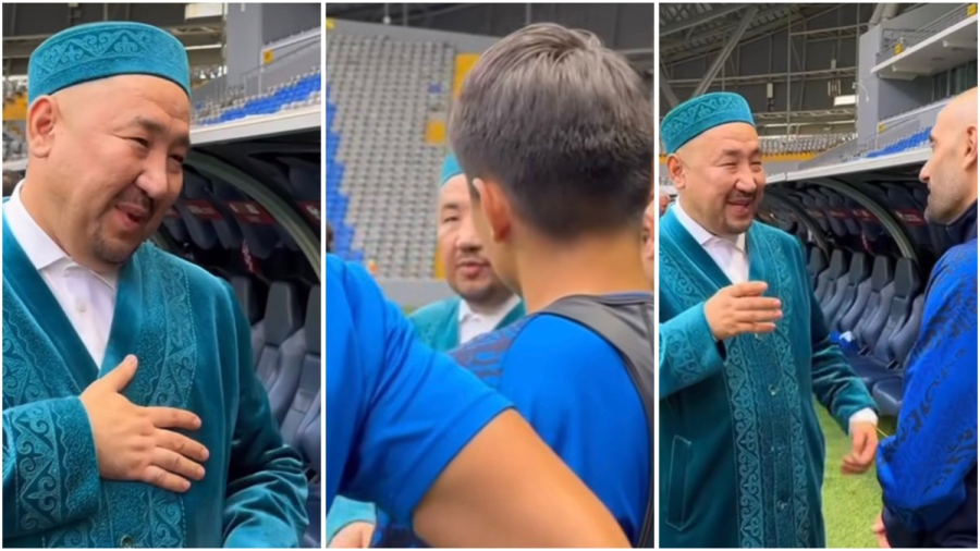 «Жаратқан жар болсын!»: Нұрлан имам футболшыларға бата беріп, дұға жасады (ВИДЕО)