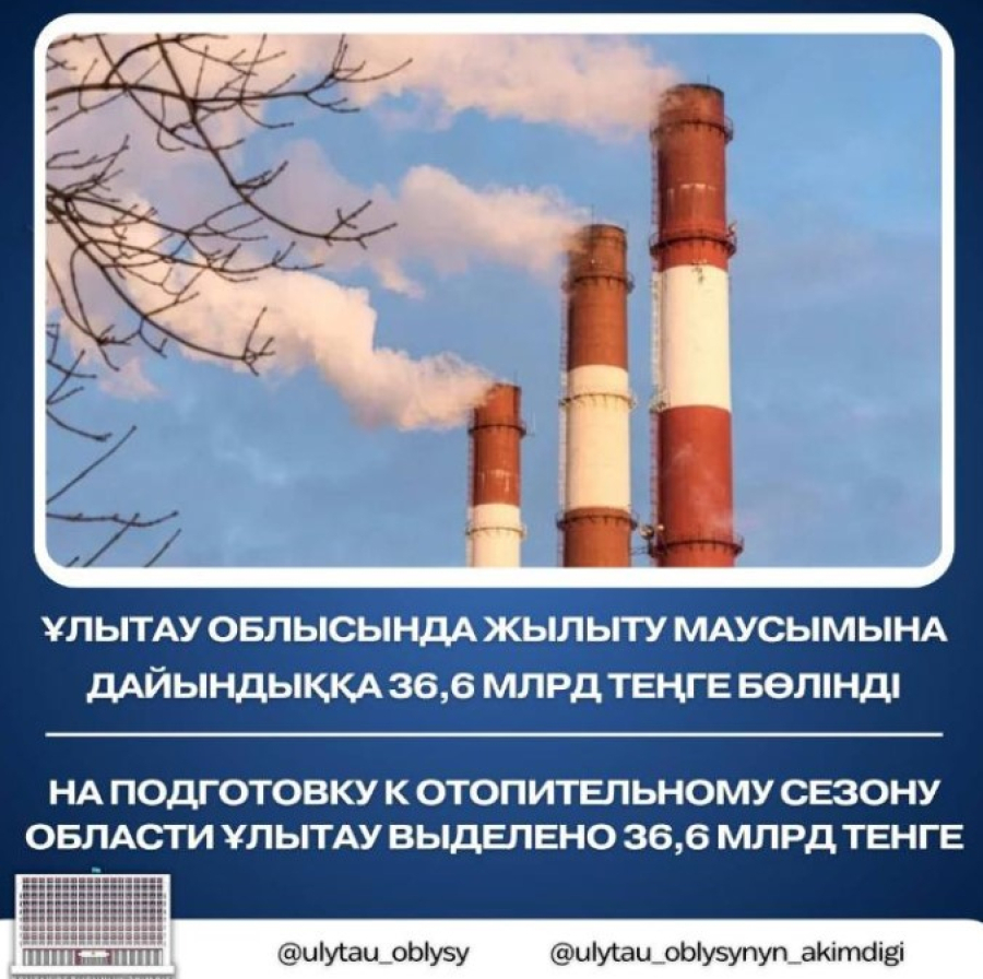 Ұлытау облысында жылыту маусымына дайындыққа 36,6 млрд теңге бөлінді